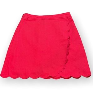 J Crew Factory Red Skirt with Scallop Detail 00